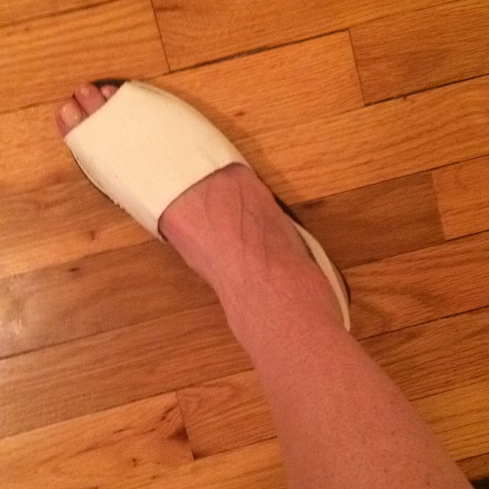 White sling back Summer flats!